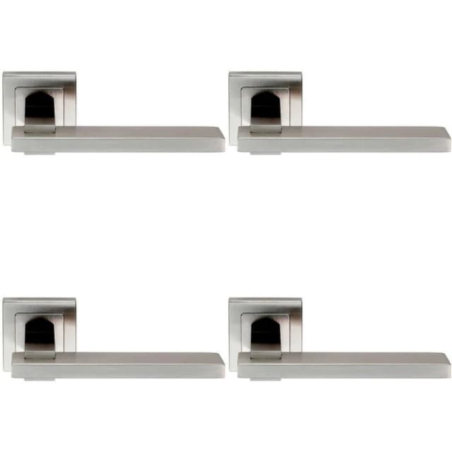 Loops 4x PAIR Square Cut Rectangular Handle on Square Rose Concealed Fix Satin Steel Metallics