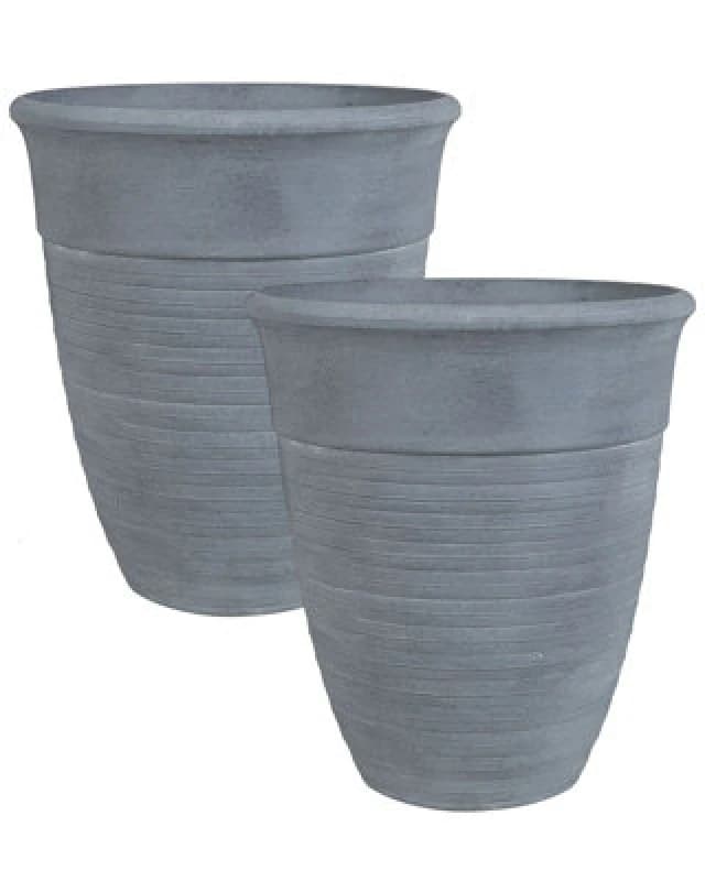 Beliani Set Of 2 Plant Pots Katalima 50 Cm Grey
