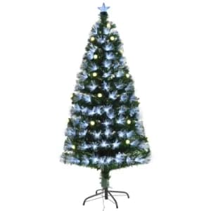 HOMCOM HOMCM 6ft White Light Artificial Christmas Tree w/ 230 LEDs Star Topper Tri-Base Full Bodied Seasonal Decoration Pre-Lit Home