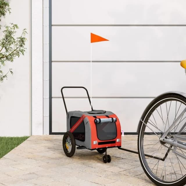 vidaXL Pet Bike Trailer Orange and Black Oxford Fabric and Iron, Orange 93886