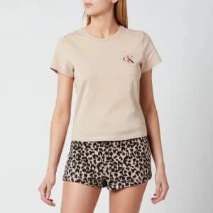 Calvin Klein Womens Short Sleeve Crew Neck - Charming Khaki - XS