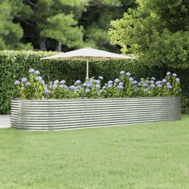 vidaXL Garden Raised Bed Silver 447x140x68cm Powder-coated Steel, Silver 319112