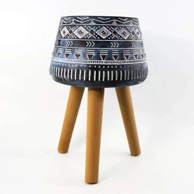 Leaf 44cm x 26cm Aztec Blue Composite Large Planter Blue