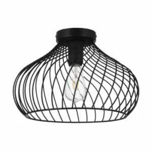Eglo Mesh-style Ceiling Light In Black Steel
