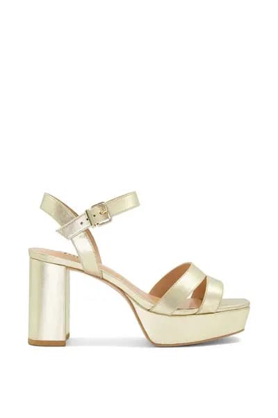 Dune London 'Molten' Leather Sandals Gold