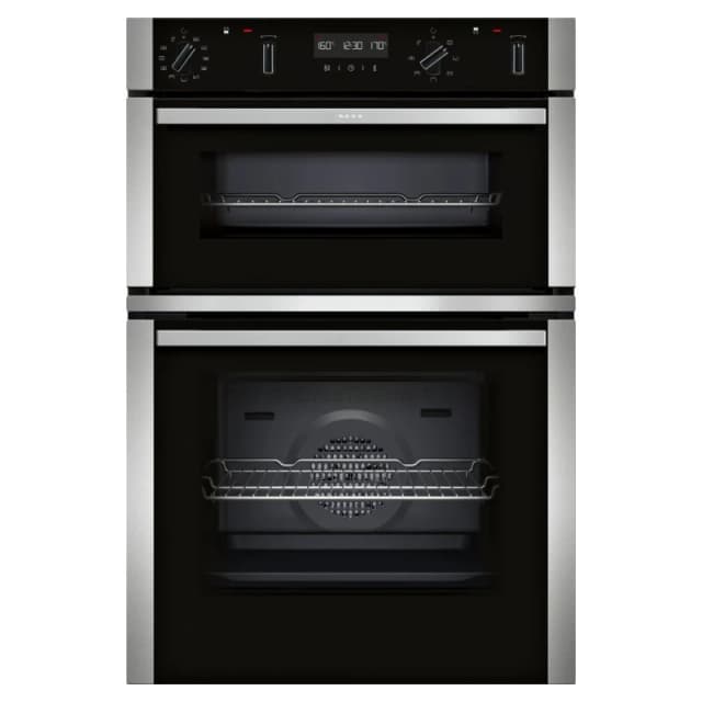 NEFF N50 U2ACH7AN7B Built In WiFi Connected Electric Double Oven with Pyrolytic Cleaning - Stainless Steel - A/B Rated