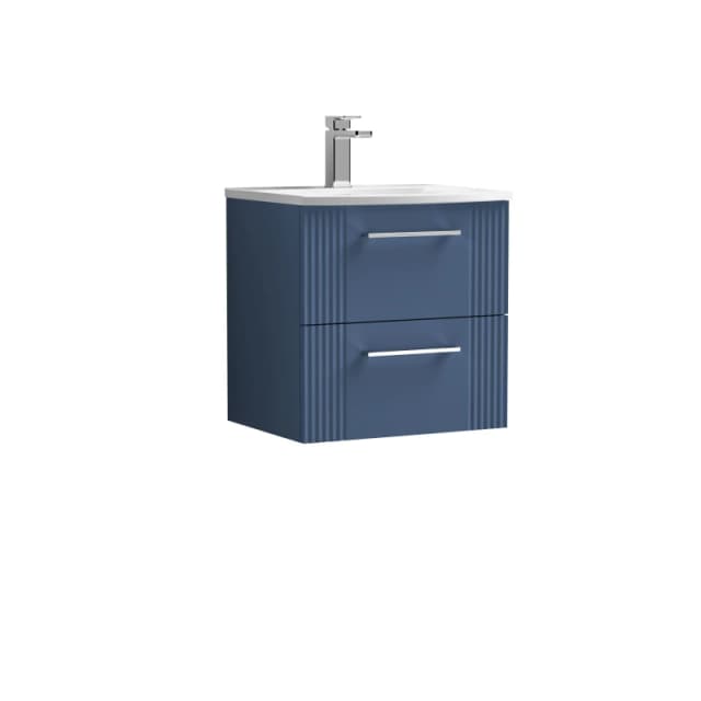 Balterley Wall Hung 2 Drawers Vanity Unit - Curved Basin 500mm, Satin Blue Blue Unisex
