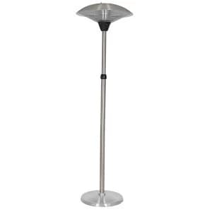 La Hacienda Silver Series Polaris Standing Heater with Adjustable Height - Halogen Elements 900/1200/2100W IP55 - Silver Effect