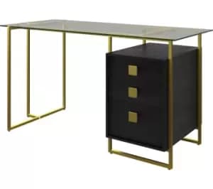 ALPHASON Atherton AW21922 Desk - Black Oak & Gold