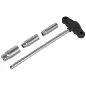 Sealey - AK6550 T-Bar & Rubber Insert Spark Plug Socket Set 4pc 3/8'Sq Drive
