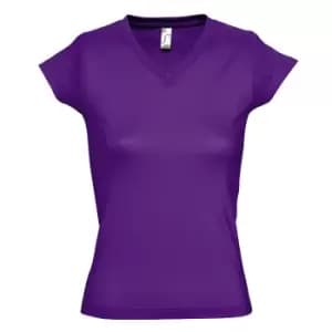 SOLs Womens/Ladies Moon V Neck Short Sleeve T-Shirt (L) (Dark Purple)
