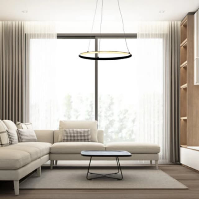 Milagro Orion LED Pendant Light 40cm Diameter Modern Black Circular Design Black