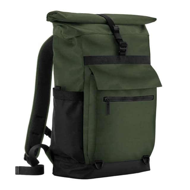 Quadra Mens Axis Roll Top Backpack in Dark Green Dark Green Male
