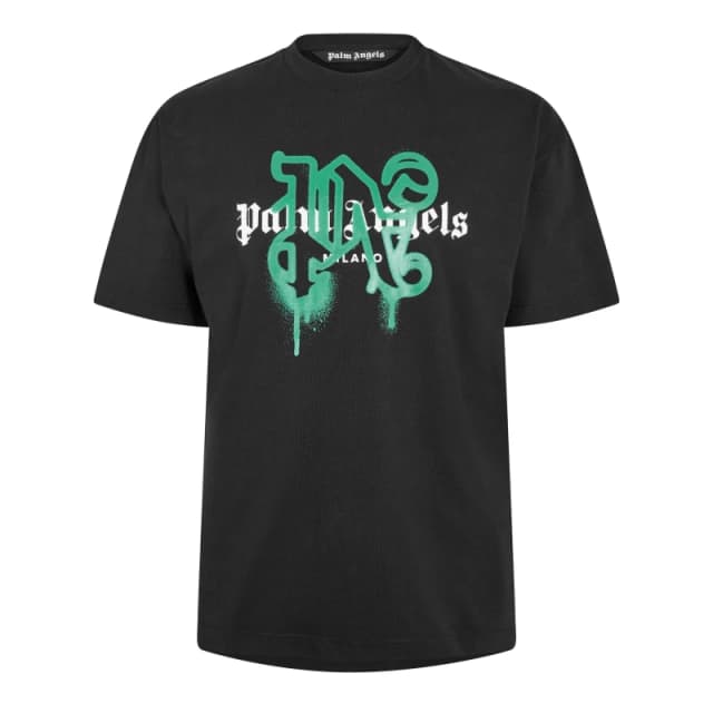 Palm Angels Mens Milan T-Shirt Black Green male XS