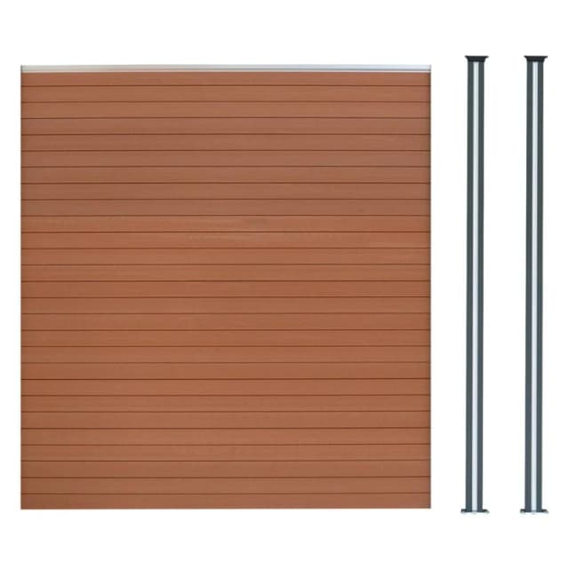 Monstershop Composite Fence Panel & LED Posts 6ft x 6ft - Brown Brown Unisex