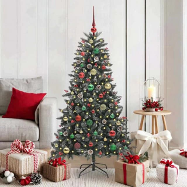 vidaXL Artificial Christmas Tree with Stand, Multicolour Balls Green 83.5 x 83.5 x 150 cm, Green 3395876