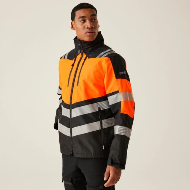 Regatta Regatta Men Hi-Vis X-PRO Waterproof Shell Jacket in Orange Size: Small Orange S Male 5063019886626
