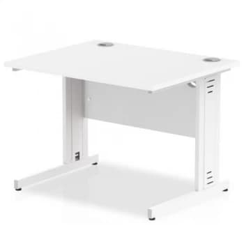 Trexus Rectangular Desk White Cable Managed Leg 1000x800mm White Ref