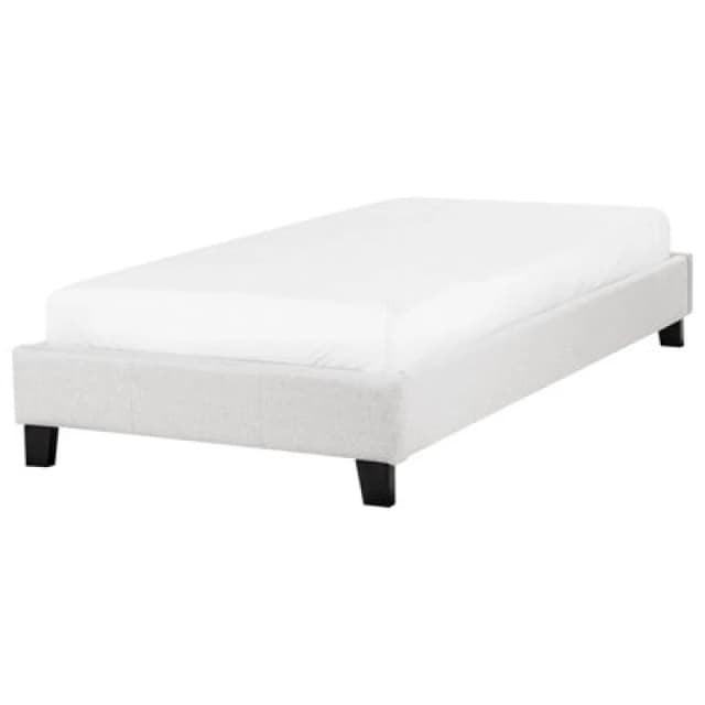 Beliani Bed Without Headboard Fabric Roanne 90 X 200 Cm (Eu Single) Light Grey