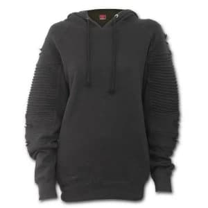 Gothic Rock Premuim Biker Fashion Womens Large Hoodie - Black