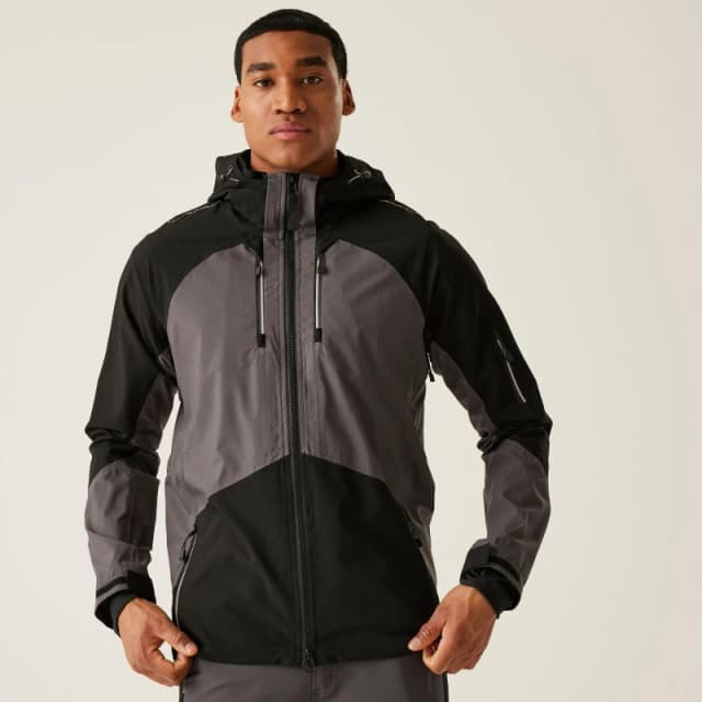 Regatta Mens 4Tex Stretch Waterproof Shell Jacket Slate Grey Blac male S