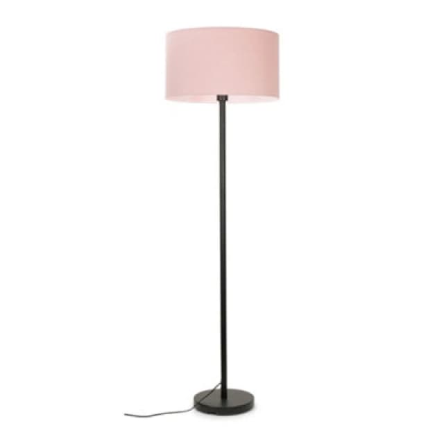 ValueLights Charlie Metal Black Floor Lamp With Large Pink Shade Black