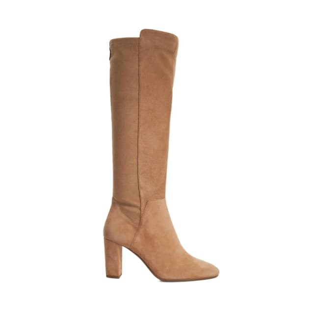 Dune London Womens Sirenaa Knee High Boots Camel Fabric female 3 (36)