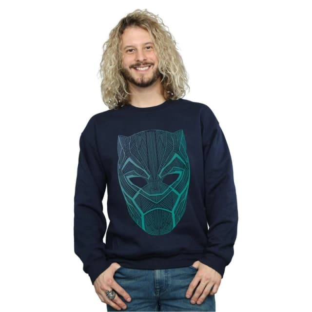 Marvel Marvel Men Black Panther Tribal Mask Sweatshirt in Navy Size: Small Navy S Male 5057736545256