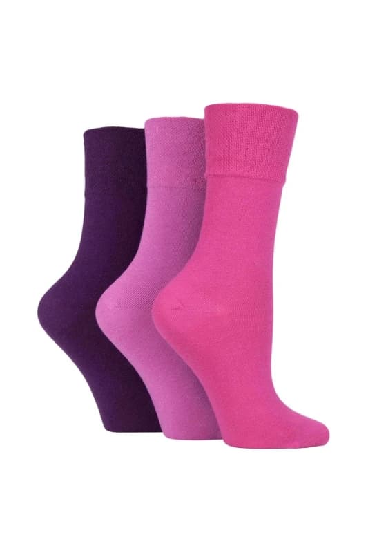 SOCKSHOP Iomi 3 Pair Footnurse Gentle Grip Diabetic Socks Pink