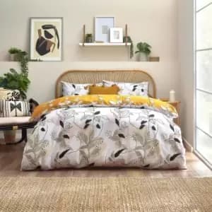 Furn. Caliko Duvet Cover and Pillowcase Set Yellow/Black/White