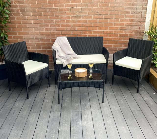 Outdoor Living Amazon 4 Piece Garden Rattan Set Black