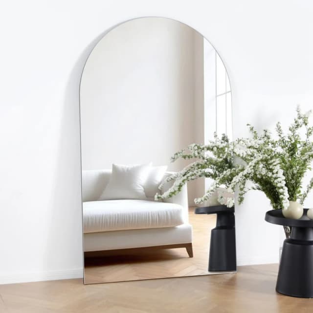 Home Garden Direct Albano Extra Large Frameless Arched Full Length Mirror 179x110cm in Clear Size: 179x110cm Clear Unisex 179x110 cm