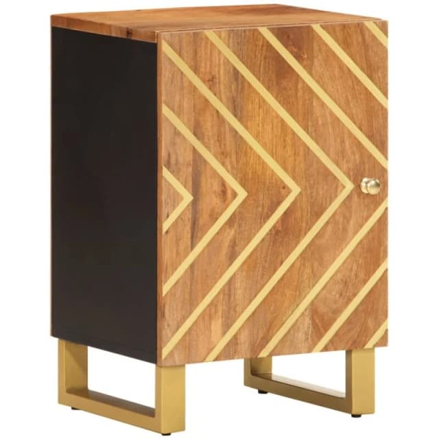 Vidaxl Bathroom Cabinet Brown And Black 38X33.5X58cm Solid Wood Mango, Brown 356804