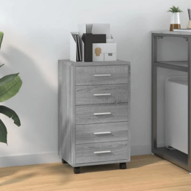 vidaXL Drawer Cabinet With Castors Grey Sonoma Engineered Wood, Grey 342675