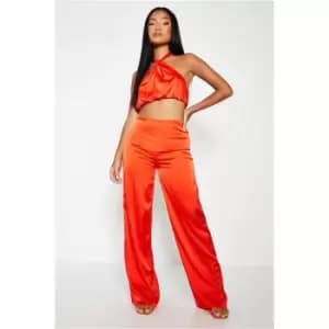 I Saw It First Bright Orange Petite High Waisted Wide Leg Trousers - Orange