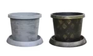 Flower Pots with Saucer: Black-Gold/One