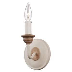 1 Light Indoor Candle Wall Light Chalk Washed, Beachwood, E14