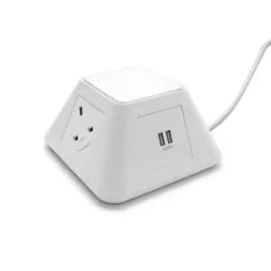 Inca free-standing power module 2 x UK sockets, 2 x twin USB fast charge - white