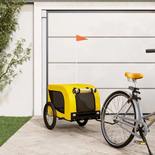 VIDAXL Pet Bike Trailer Yellow and Black Oxford Fabric and Iron vidaXL 8720845770938