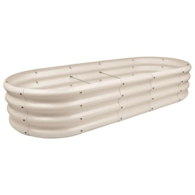 Harbour Housewares Rounded Galvanised Steel Outdoor Raised Garden Bed Planter Large - 180Cm X 90Cm - Ivory