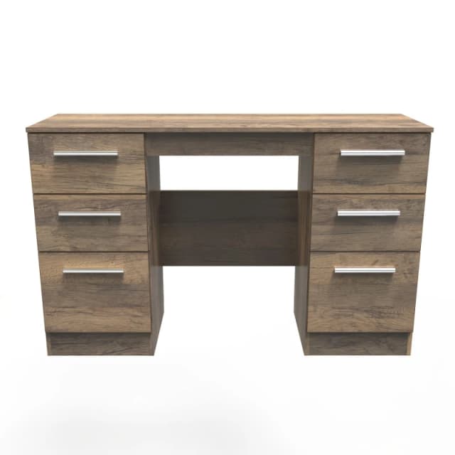 Trent Double Pedestal Desk In Vintage Oak (Ready Assembled)