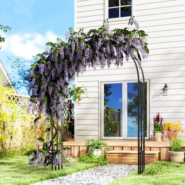 Outsunny Outsunny Steel Garden Arch, 2.2m High x 1.5m Wide Metal Garden Trellis Black