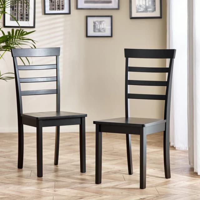 FurnitureboxUK FurnitureboxUK Set of 2 Whitby Solid Wood Dining Chairs With Oak Colour Seat in Black One Size Unisex 5056542693069