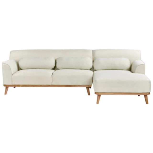 Beliani Corner Sofa 3 Seater Simos Fabric Off-White Left Hand