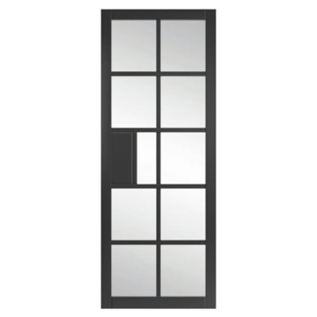 JB Kind Doors Urban Industrial Plaza Black Clear Glass Internal Door