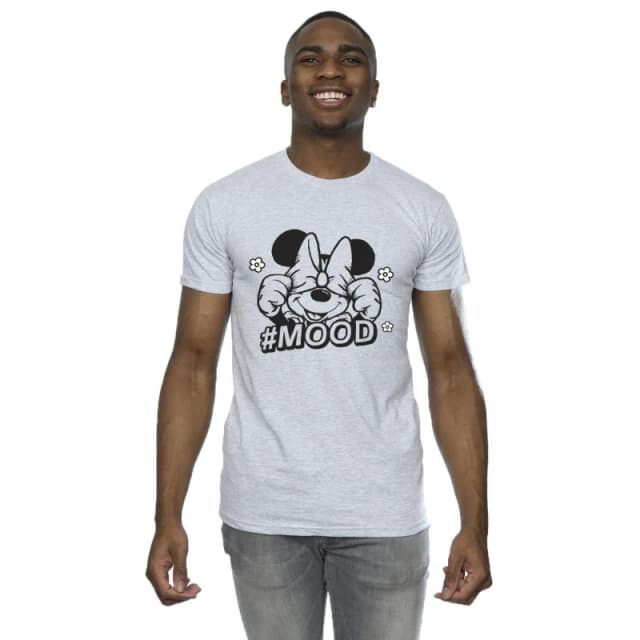Disney Men Minnie Mouse Mood T-Shirt in Grey Size: Small Grey S Male 5063153640801