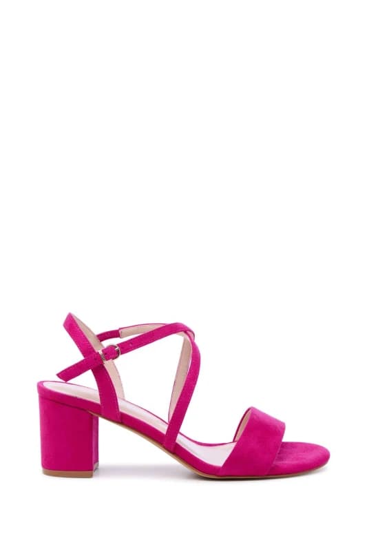 Paradox London Womens Honeysilk' Wide Fit Block Heel Sandals in Fuchsia Size: 6E Fuchsia Female 6E
