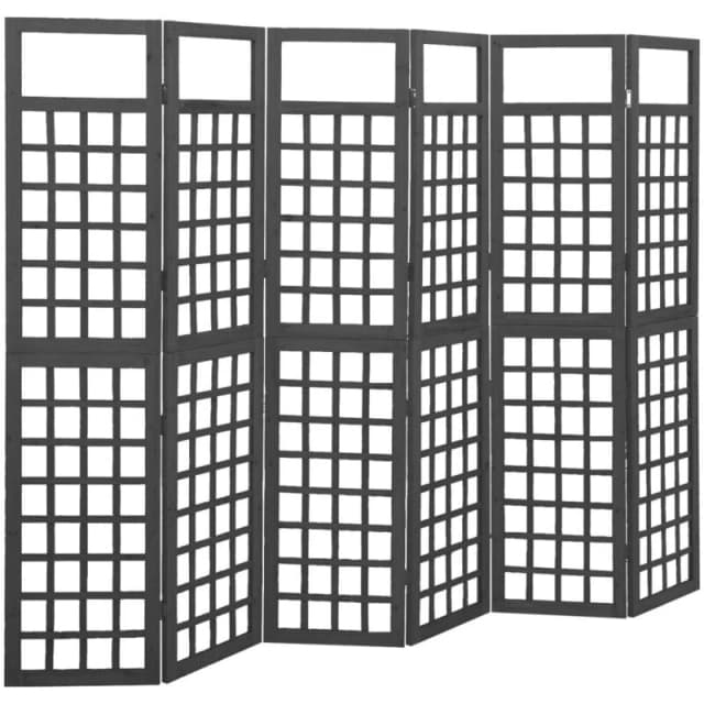 VIDAXL 6-Panel Room Divider/Trellis Solid Fir Wood Black 242.5x180cm Vidaxl 8720286452684