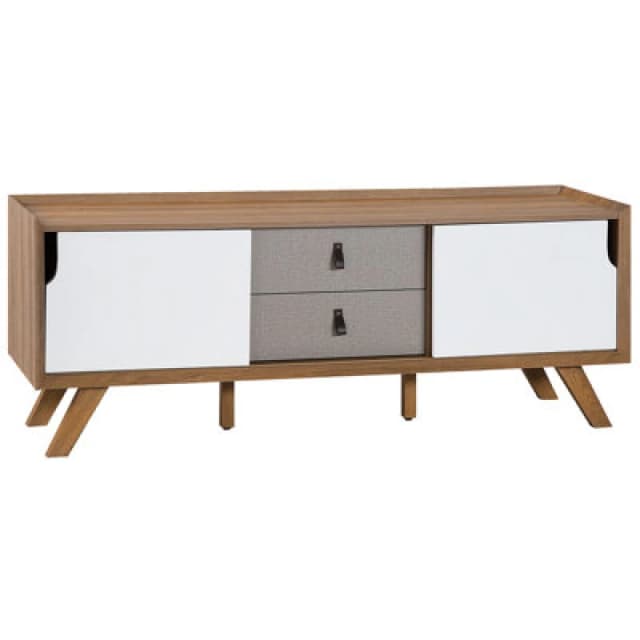 Beliani TV Stand Acton Brown/ White