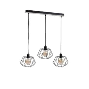 Soho Bar Pendant Ceiling Light Wood, 65cm, 3x E27